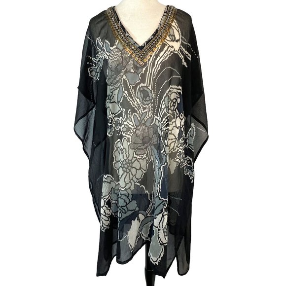 Ingear Other - Ingear Women's Summer Beach Wear Cover Up Beaded V-neck Poncho Swimwear Dress